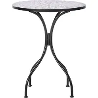 Beliani Gartentisch Schwarz u. Gold aus Metall Mosaik Muster ø 60 cm Rund Kaffeetisch Couchtisch Outdoor Terrassenmöbel Gartenmöbel Balkonmöbel