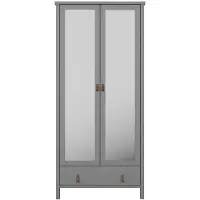 Ebuy24 Tromsø Kleiderschrank 2 Spiegeltüren 1 Schublade grau.