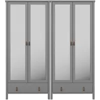 Ebuy24 Tromsø Kleiderschrank 4 Spiegeltüren 1 Schublade grau.