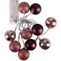 Northix Violette LED-Lichterkette Kugeln 10er Set, batteriebetrieben