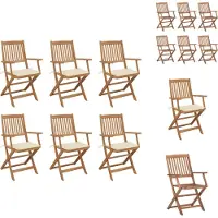 vidaXL Klappbare Gartenstühle 6 Stk. mit Kissen Massivholz Akazie - Gartenstühle