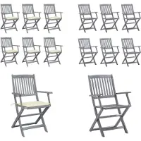 vidaXL Klappbare Gartenstühle 6 Stk. mit Sitzkissen Massivholz Akazie - Gartenstuhl - Gartenstühle - Holz Gartenstuhl - Holz Gartenstühle