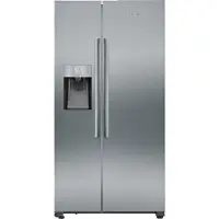 Siemens iQ500 KA93DAIEP, Freistehend, Amerikanische Tür, Edelstahl, Tür-zu-Tür, LED, Glas