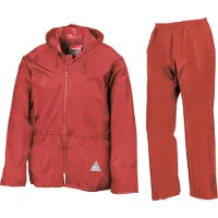 Result Herren Regenanzug bestehend aus Regenjacke und Regenhose, wasserdicht RW3238 (S) (Rot)