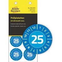 Avery Zweckform Prüfplaketten 6946, mit Jahreszahl 2025, blau, Ø 30mm, abziehsicher, 80 Stück