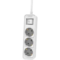 Philips Steckdosenleiste CHP2134G/10 - Steckdosenleiste 3 Steckdosen de Strom, Cable 1,5 Meter, Hauptschalter, Inklusive automatischer Sicherheitssperre, LED-Anzeige de Stromversorgung - Farbe White