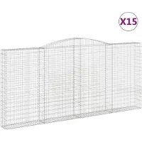 vidaXL Gabionen mit Hochbogen 15Stk. 400x30x180/200cm Verzinktes Eisen