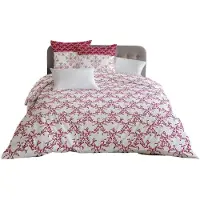 HOME LINGE PASSION Bettwäscheset 220 x 240 cm: Bettbezug + 2 Kissenbezüge – 100 % Baumwolle – Burgunderrot