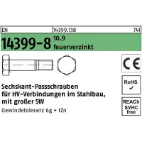 Peiner Sechskantpassschraube EN 14399-8 M 16 x 65 10.9 feuerverzinkt