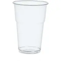 Papstar PLA Becher Pure, Volumen 0,4 l, nur für Kaltgetränke, mit Füllstrich & Schaumrand, Ø 95 x H 132 mm, glasklar, 70 Stück