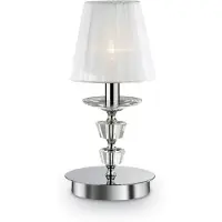Ideal Lux PEGASO TL1 SMALL, Chrom, Weiß, Stoff, Glas, Metall, Wohnzimmer, IP20, E14, 1 Glühbirne(n)