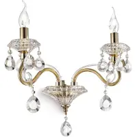 Ideal Lux Klassische Wandleuchte Negresco Metall-Kristall Gold 2 Lichter E14