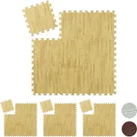 Relaxdays 36 x Bodenschutzmatte Holzoptik natur Hellbraun
