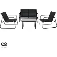 Brixy Infinity Goods Gartenset – Lounge-Set – Gartenmöbel – Gartenbank – Gartenstühle – Gartentisch – Glas