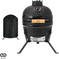 Infinity Goods Kamado BBQ Ei - 13 Zoll - Inklusive Abdeckung - Holzkohle BBQ - Ø 27 CM - Schwarz