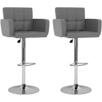 vidaXL Barhocker 2 Stk. Grau Kunstleder