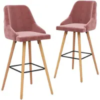 vidaXL Barhocker 2 Stk. Rosa Samt