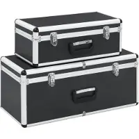 vidaXL Aufbewahrungskoffer 2 Stk. Schwarz Aluminium