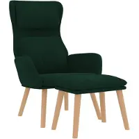 vidaXL Relaxsessel mit Hocker Dunkelgrün Samt