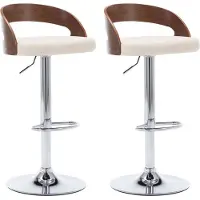 vidaXL Barhocker 2 Stk. Cremeweiß Kunstleder und Bugholz