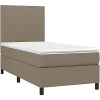 vidaXL Boxspringbett mit Matratze & LED Taupe 90x200 cm Stoff