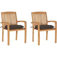 vidaXL Gartenstühle 2 Stk. mit Taupe Kissen Massivholz Teak