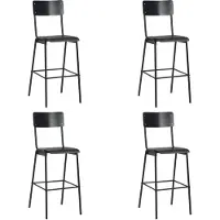 vidaXL Barhocker 4 Stk. Schwarz Massives Sperrholz Stahl