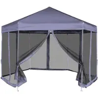 vidaXL Hexagonal Pop-Up Zelt mit 6 Seitenwänden Dunkelblau 3,6x3,1 m