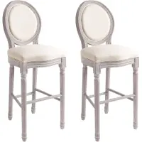 vidaXL Barhocker 2 Stk. Weiß Leinen
