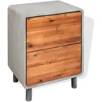 vidaXL Nachttisch Aus Massivem Beton Acacia Holz