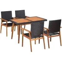 vidaXL 5-tlg. Garten-Essgruppe Poly Rattan Schwarz und Braun
