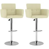 vidaXL Barhocker 2 Stk. Creme Kunstleder