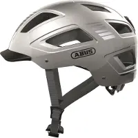 ABUS Stadthelm Hyban 2.0 - Fahrradhelm mit Rücklicht, ABS-Hartschale, guter Passform - für Damen und Herren - Silber, Größe L (56-61 cm)