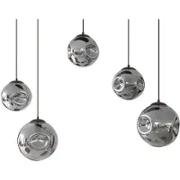 LINDBY Hängeleuchte Valentina, Glas, rauchgrau, rund, 125cm