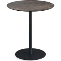 Essentials Urban Terrassentisch Schwarz gestell + Riverwashed Wood HPL Ø70 cm