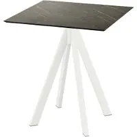 Essentials Infinity Terrassentisch Weiß gestell + Midnight Marble HPL 70x70 cm