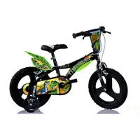 Dino Bikes Kinderfahrrad "Dinosaurier T-Rex" 1 Gang mit Stützrädern, Frontschild und coolen Schutzblechen