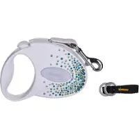 Flexi automatische Hundeleine Glam Splash Leaf S Tape 3m weiß
