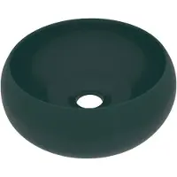 vidaXL s Waschbecken Rund Matt Dunkelgrün 40x15 cm Keramik