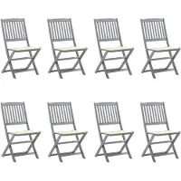 vidaXL Klappbare Gartenstühle 8 Stk. mit Kissen Massivholz Akazie