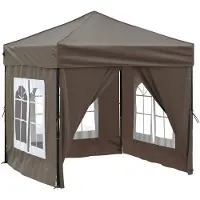 vidaXL Partyzelt Faltbar mit Seitenwänden Taupe 2x2 m