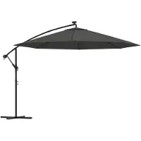 vidaXL Ampelschirm mit LED-Beleuchtung und Metall-Mast 350cm Anthrazit