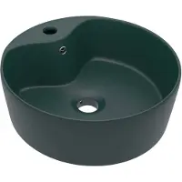 vidaXL Luxus-Waschbecken mit Überlauf Matt Dunkelgrün 36x13 cm Keramik