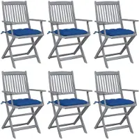 vidaXL Klappbare Gartenstühle 6 Stk. mit Kissen Massivholz Akazie