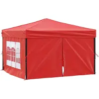 vidaXL Partyzelt Faltbar mit Seitenwänden Rot 3x3 m
