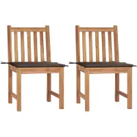 vidaXL Gartenstühle 2 Stk. mit Kissen Massivholz Teak