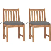 vidaXL Gartenstühle 2 Stk. mit Kissen Massivholz Teak