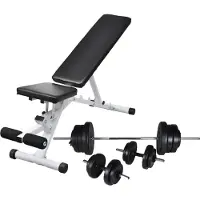 vidaXL Hantelbank mit Langhantel und Kurzhantel Set 60,5 kg