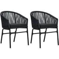 vidaXL Gartenstühle 2 Stk. Schwarz PE-Rattan