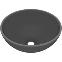 vidaXL Luxus-Waschbecken Rund Matt Dunkelgrau 32,5x14 cm Keramik